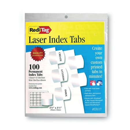 REDI-TAG Laser Tab, 1-1/8 in., White, PK100 33117
